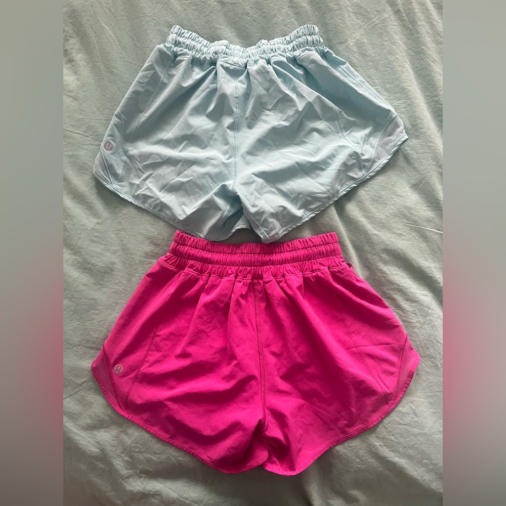 Lulu lemon shorts, Size 2 Tall, Light Blue & fuchsia, MODIFIED READ DESCRIPTION